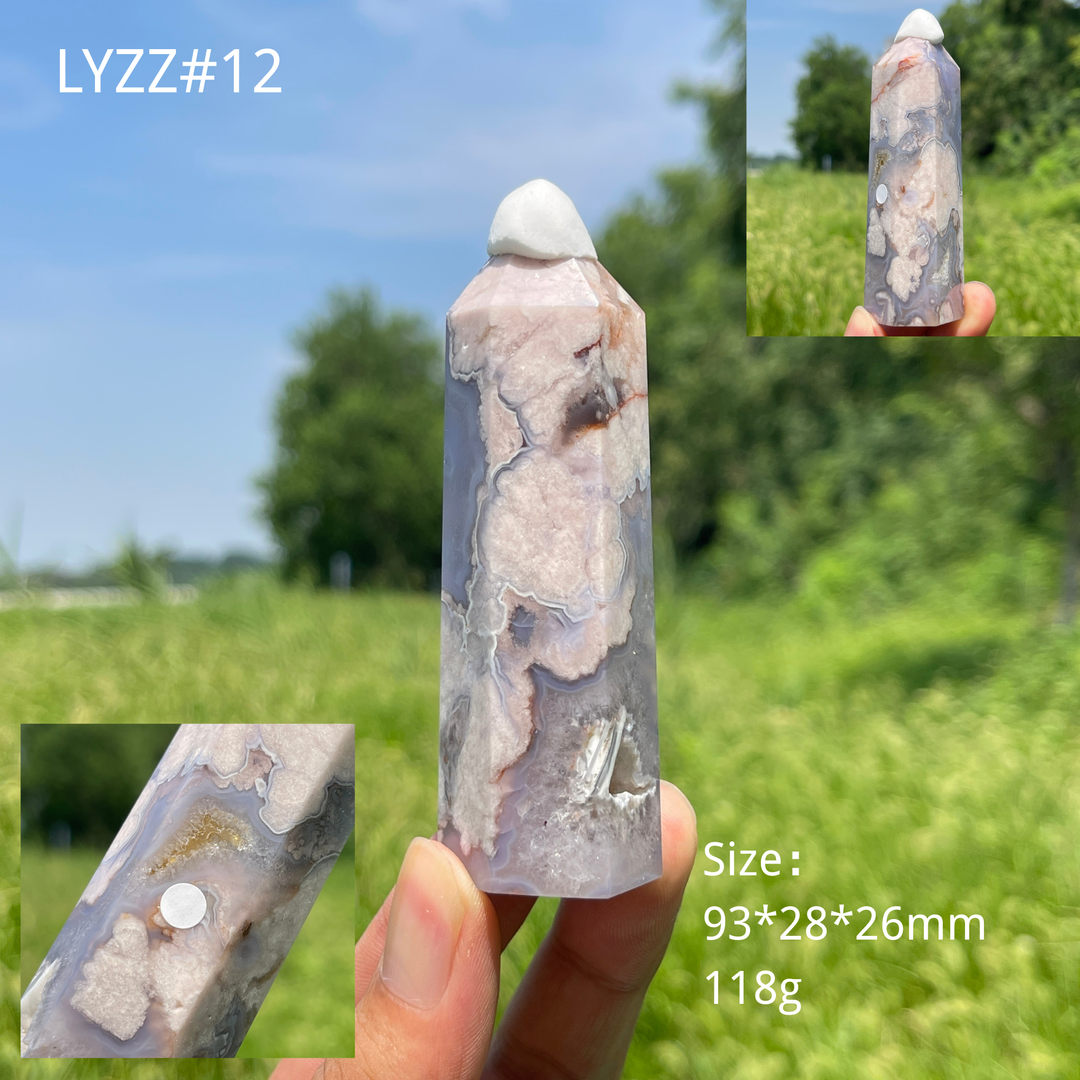 Unique,A Slightly Imperfect Natural Crystal Blue Flower Agate Point