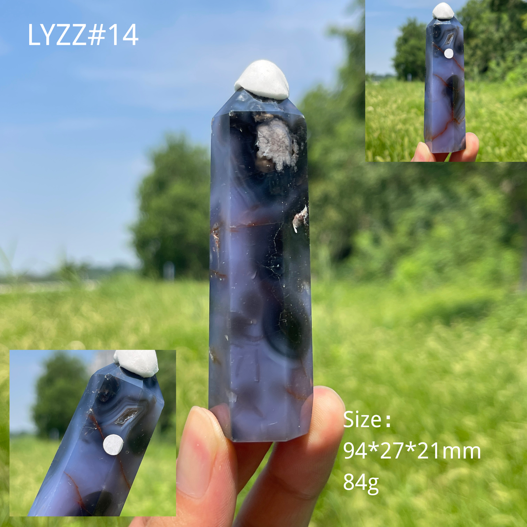 Unique,A Slightly Imperfect Natural Crystal Blue Flower Agate Point