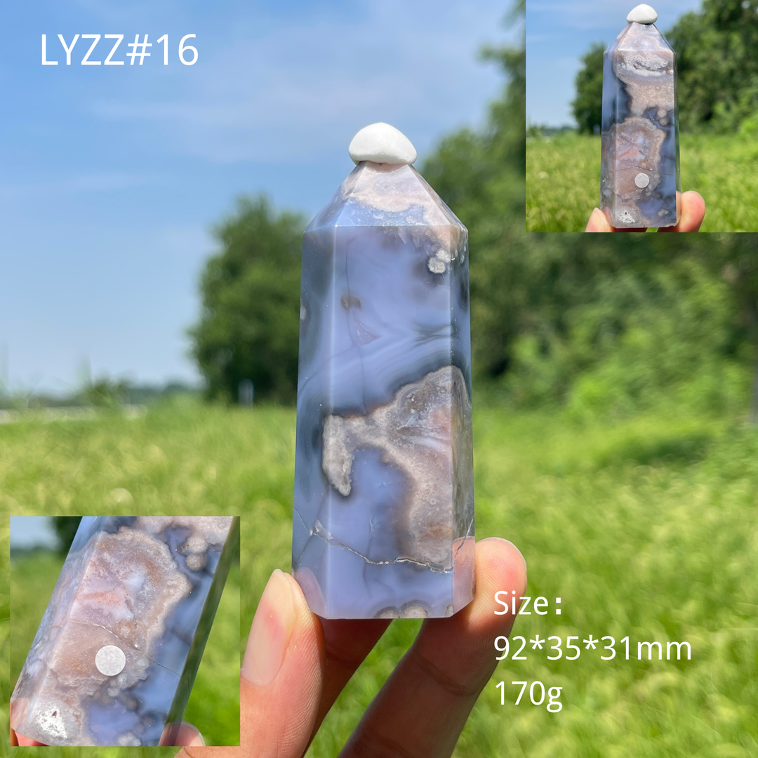 Unique,A Slightly Imperfect Natural Crystal Blue Flower Agate Point