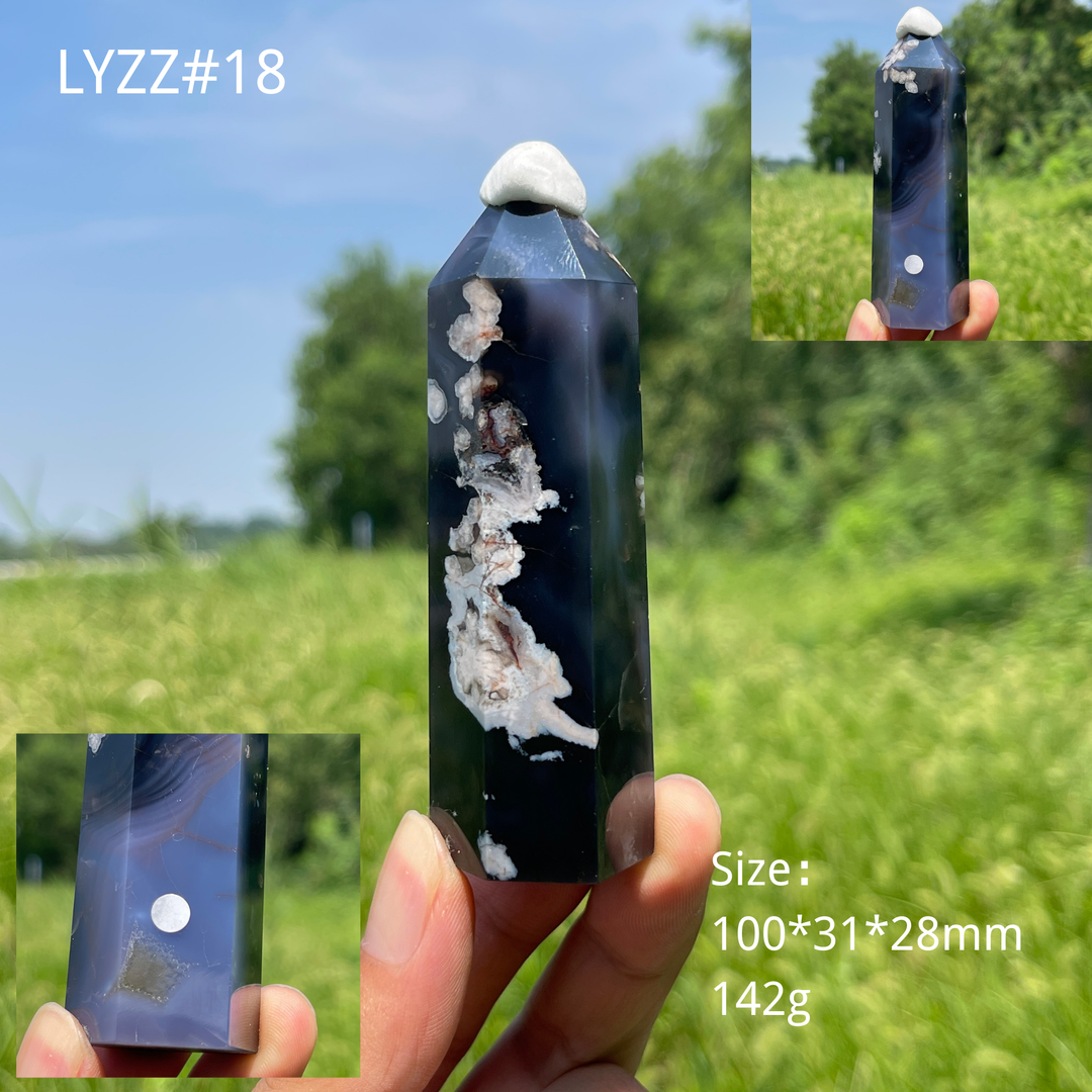 Unique,A Slightly Imperfect Natural Crystal Blue Flower Agate Point