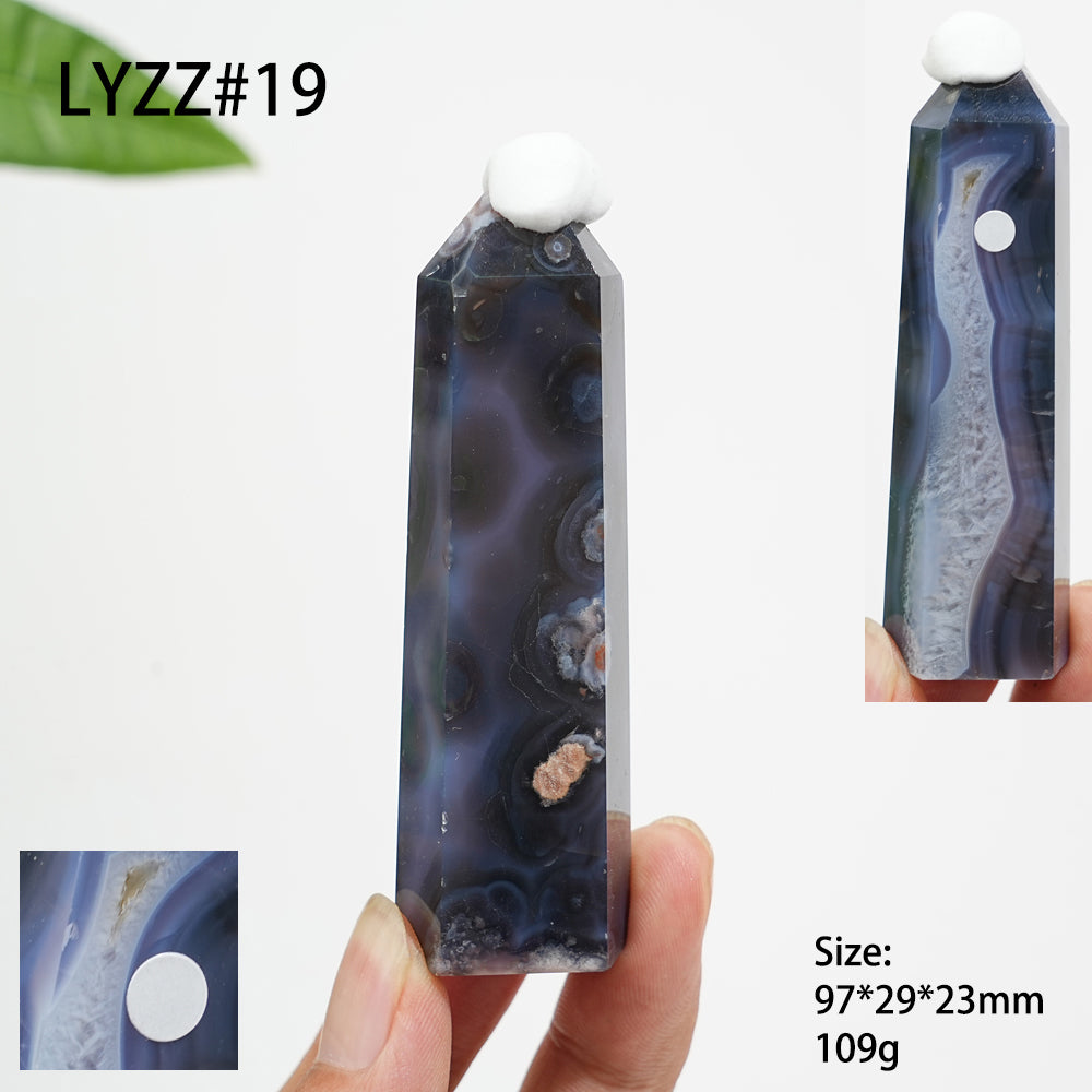 Unique,A Slightly Imperfect Natural Crystal Blue Flower Agate Point