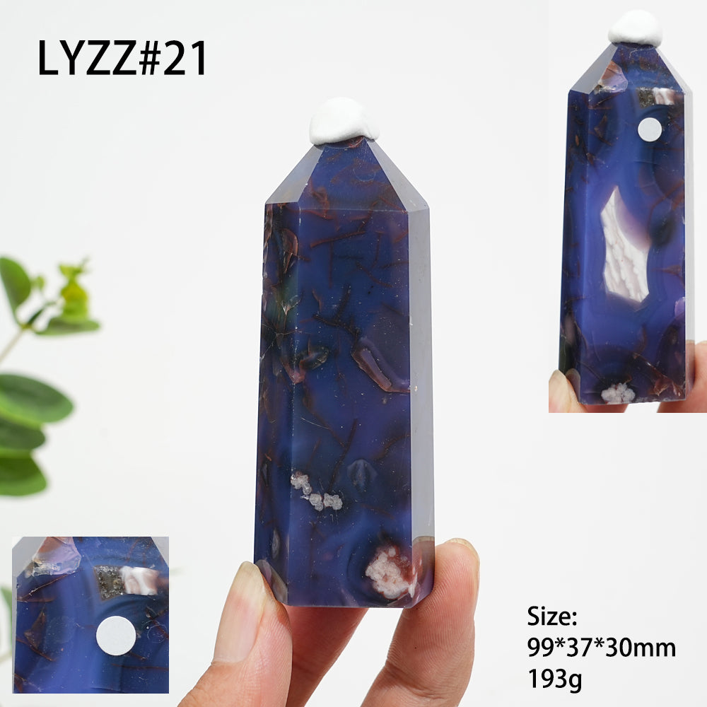 Unique,A Slightly Imperfect Natural Crystal Blue Flower Agate Point