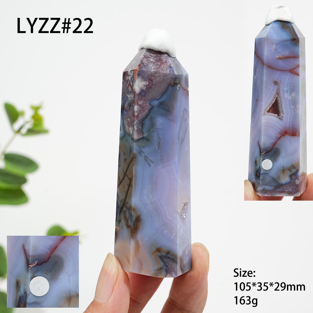 Unique,A Slightly Imperfect Natural Crystal Blue Flower Agate Point