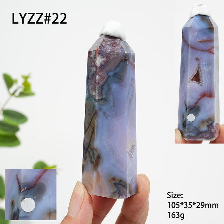Unique,A Slightly Imperfect Natural Crystal Blue Flower Agate Point