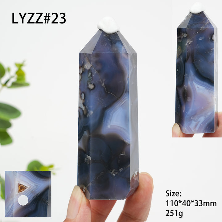 Unique,A Slightly Imperfect Natural Crystal Blue Flower Agate Point