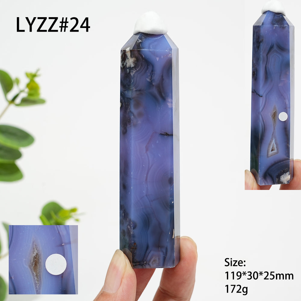 Unique,A Slightly Imperfect Natural Crystal Blue Flower Agate Point