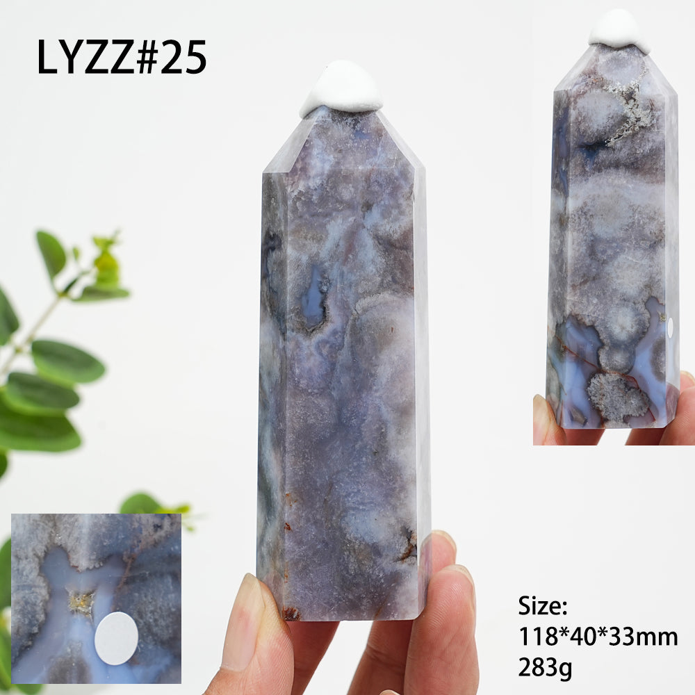 Unique,A Slightly Imperfect Natural Crystal Blue Flower Agate Point