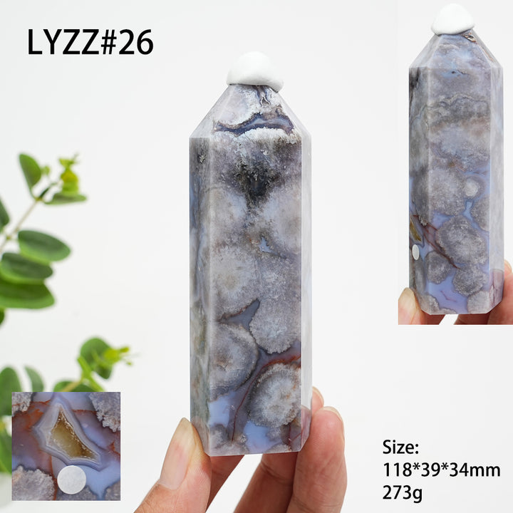 Unique,A Slightly Imperfect Natural Crystal Blue Flower Agate Point
