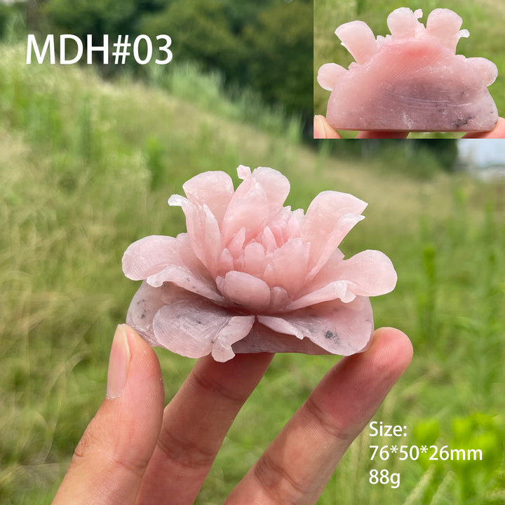 Unique,Natural Crystal Exquisite Peony Bloom Carving