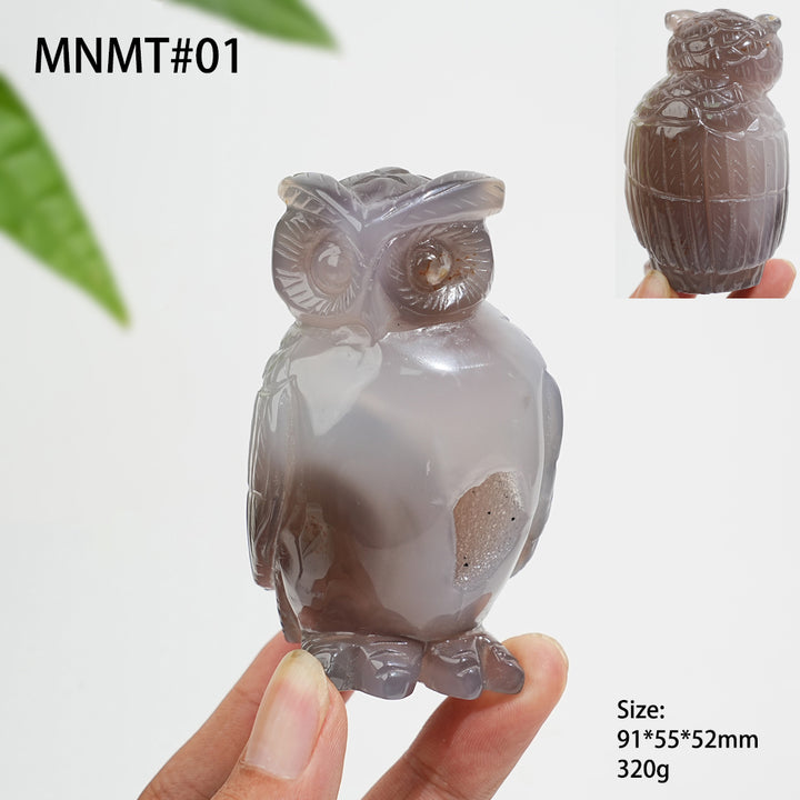 Unique,Natural Crystal Carving Exquisite Agate Geode Owl