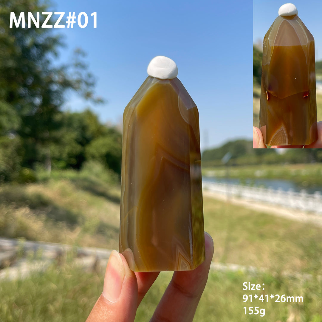 Unique,Natural Crystal Earth Toned Agate Point