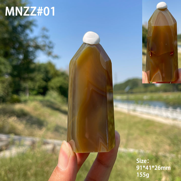 Unique,Natural Crystal Earth Toned Agate Point