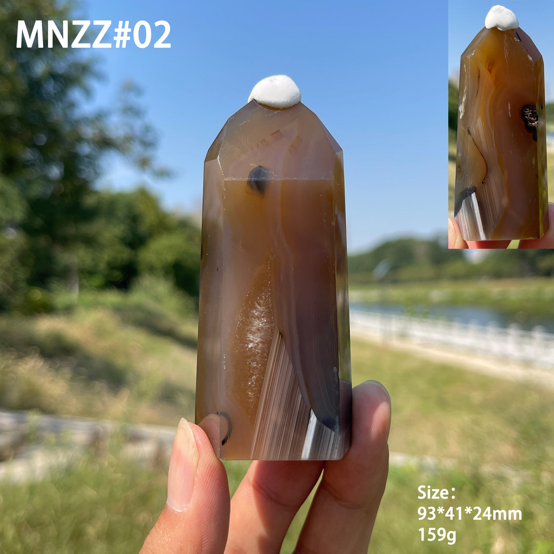 Unique,Natural Crystal Earth Toned Agate Point