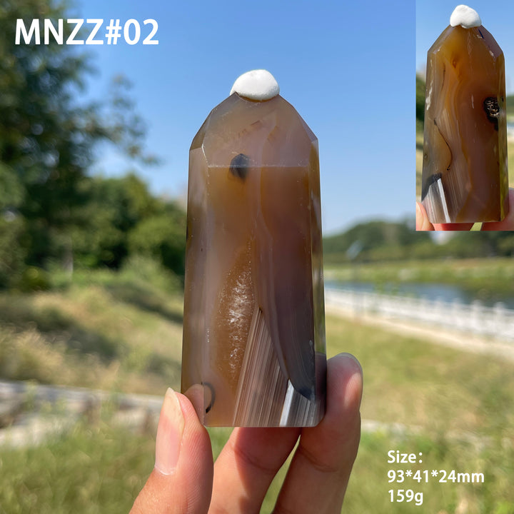 Unique,Natural Crystal Earth Toned Agate Point