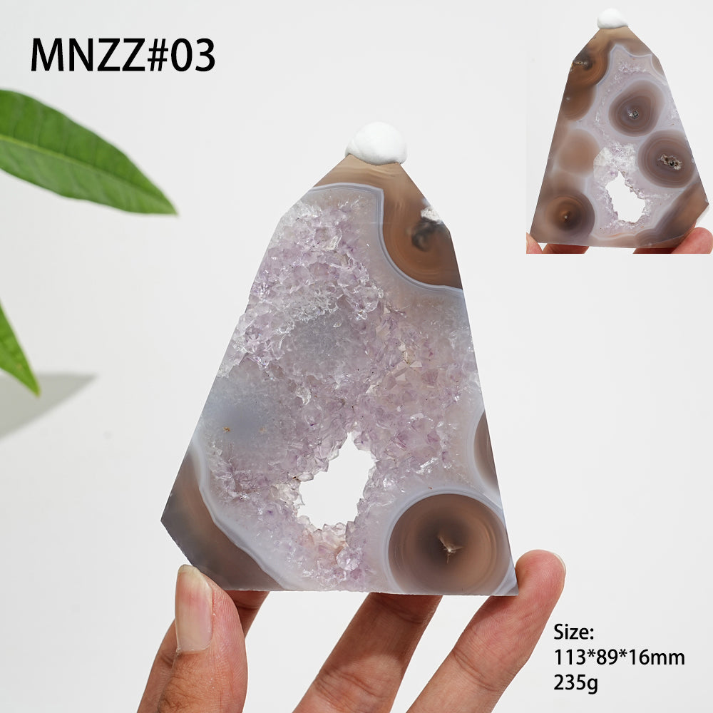 Unique,Natural Crystal Exquisite Agate Geode Point