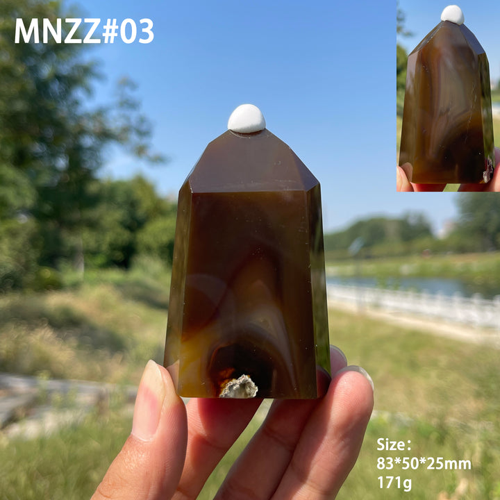 Unique,Natural Crystal Earth Toned Agate Point