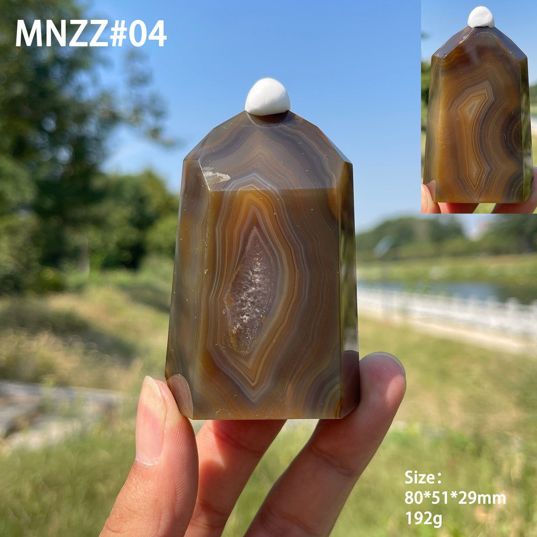 Unique,Natural Crystal Earth Toned Agate Point