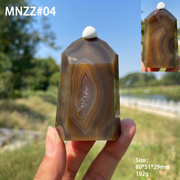 Unique,Natural Crystal Earth Toned Agate Point