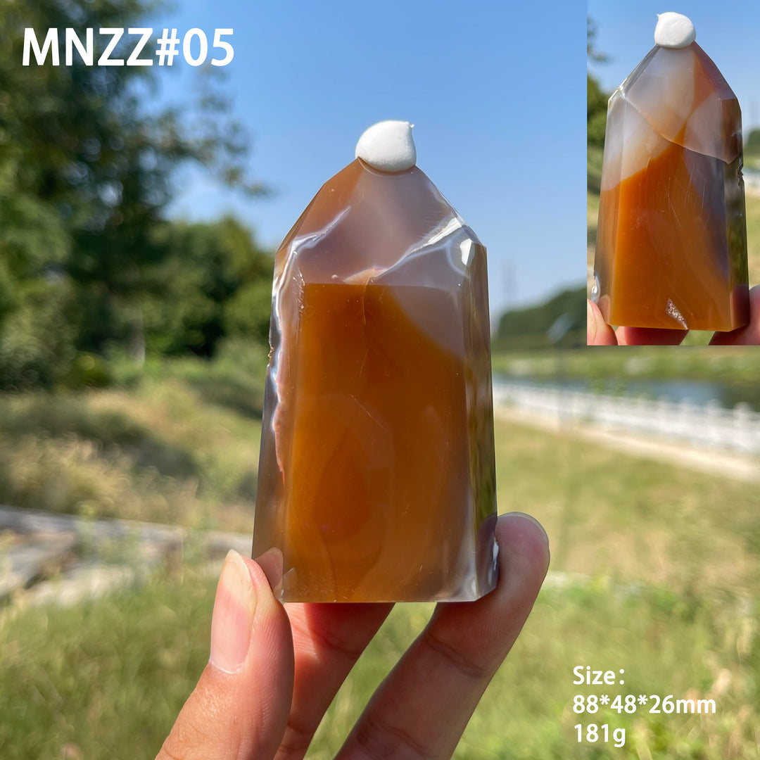 Unique,Natural Crystal Earth Toned Agate Point