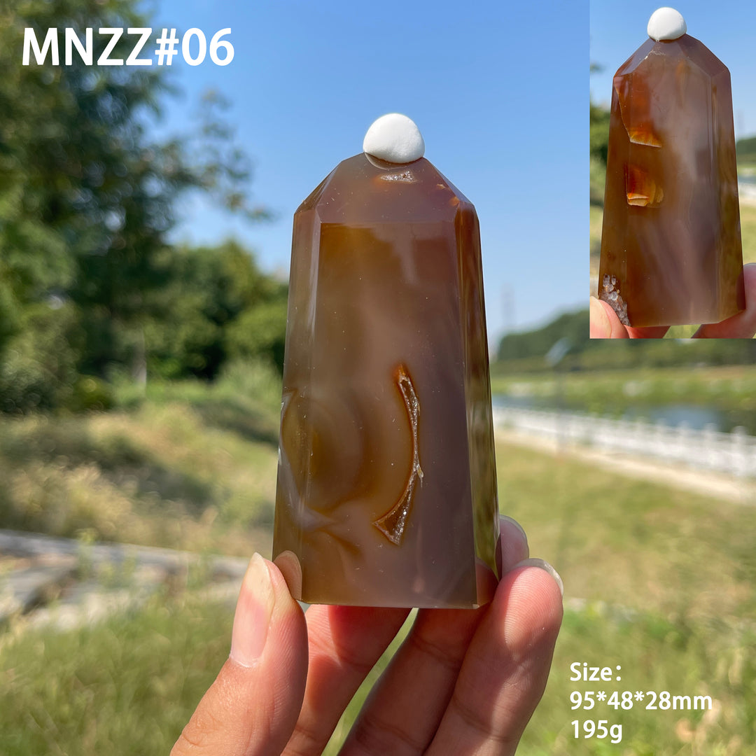 Unique,Natural Crystal Earth Toned Agate Point