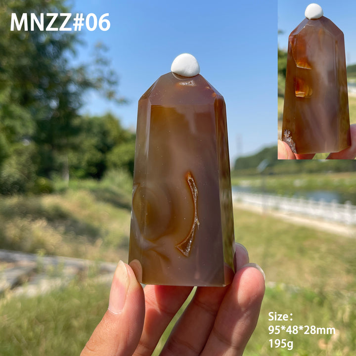 Unique,Natural Crystal Earth Toned Agate Point