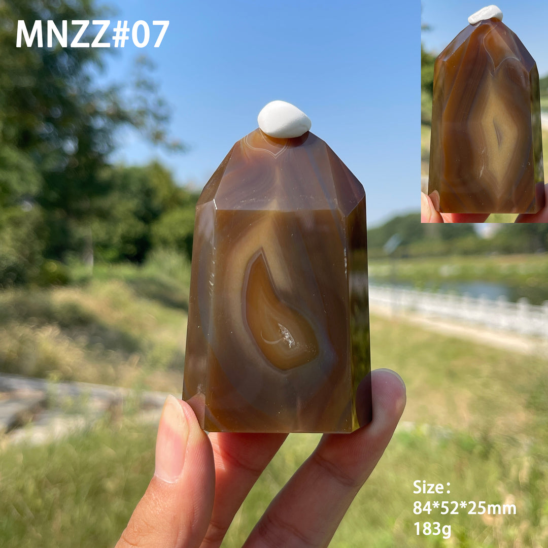 Unique,Natural Crystal Earth Toned Agate Point