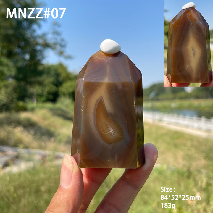 Unique,Natural Crystal Earth Toned Agate Point
