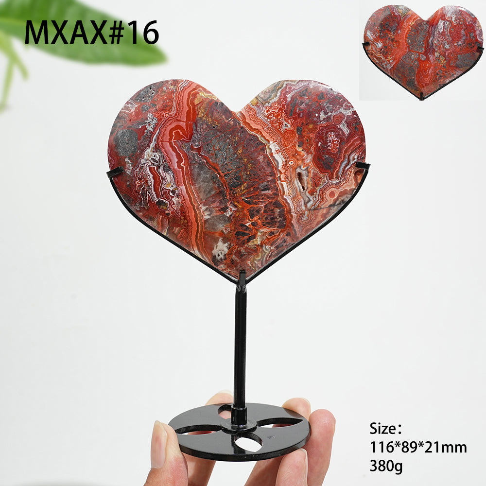 Único, Corazón de Ágata Mexicana Cristal Natural en Soporte