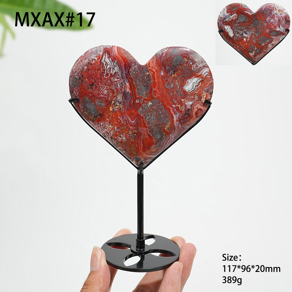 Único, Corazón de Ágata Mexicana Cristal Natural en Soporte