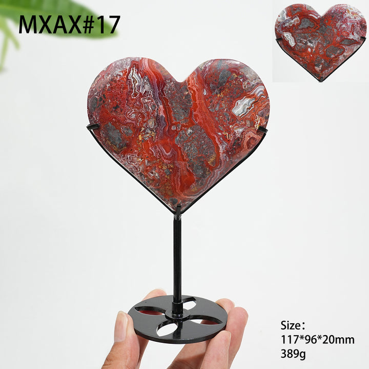 Único, Corazón de Ágata Mexicana Cristal Natural en Soporte