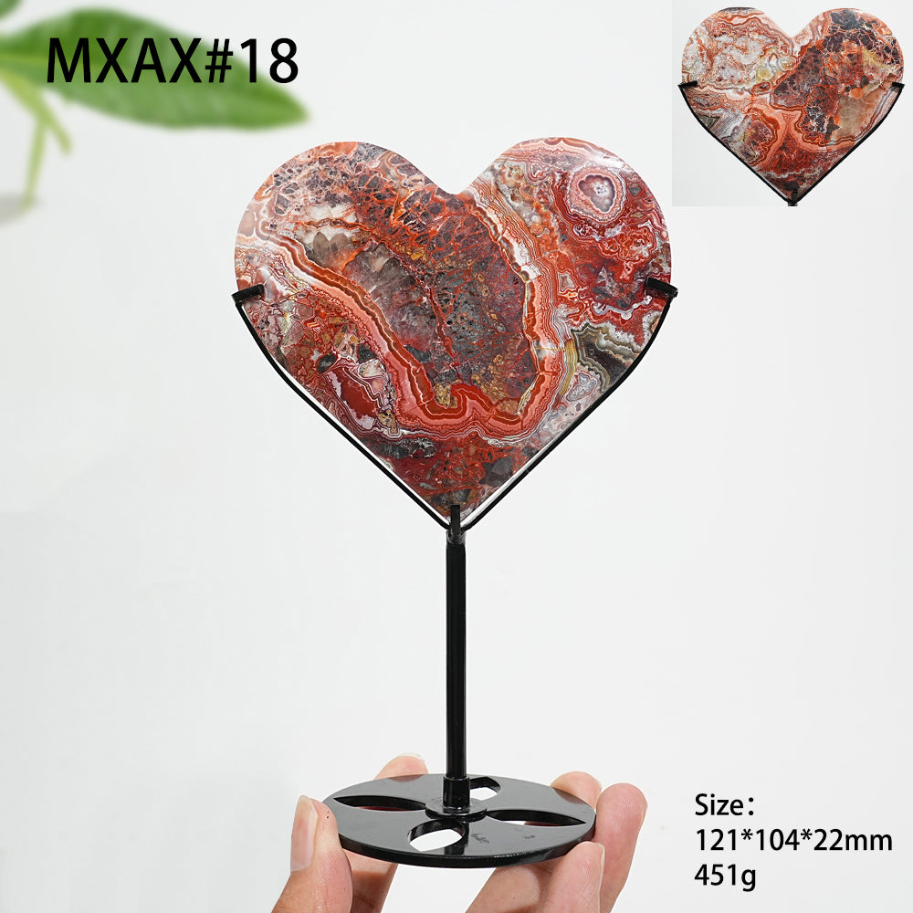 Único, Corazón de Ágata Mexicana Cristal Natural en Soporte