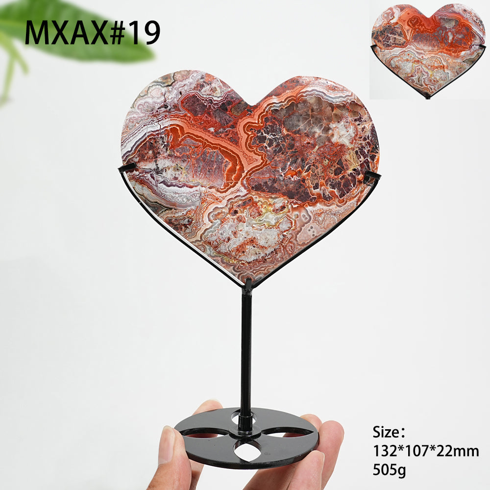 Único, Corazón de Ágata Mexicana Cristal Natural en Soporte