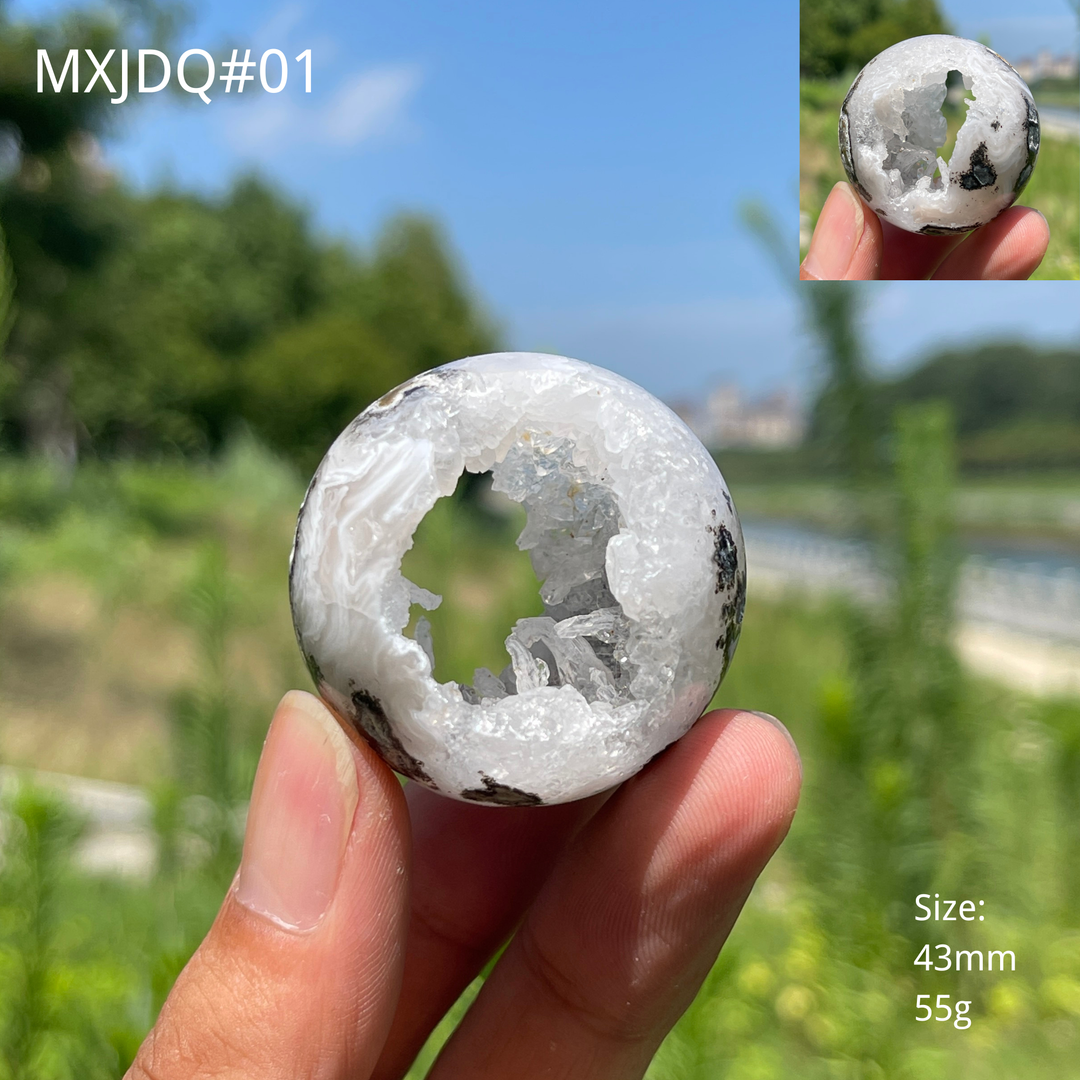 Unique,Natural Mexican Agate Geode Sphere