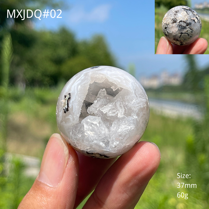 Unique,Natural Mexican Agate Geode Sphere