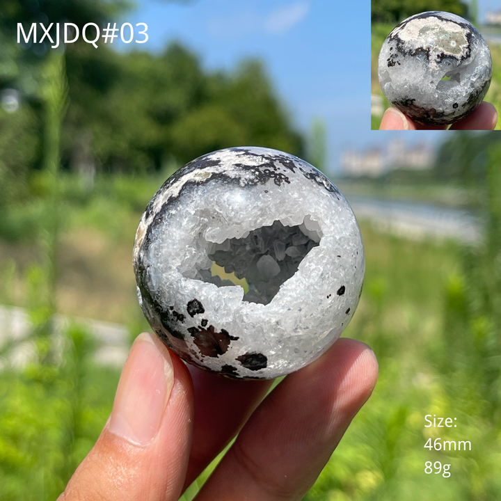 Unique,Natural Mexican Agate Geode Sphere