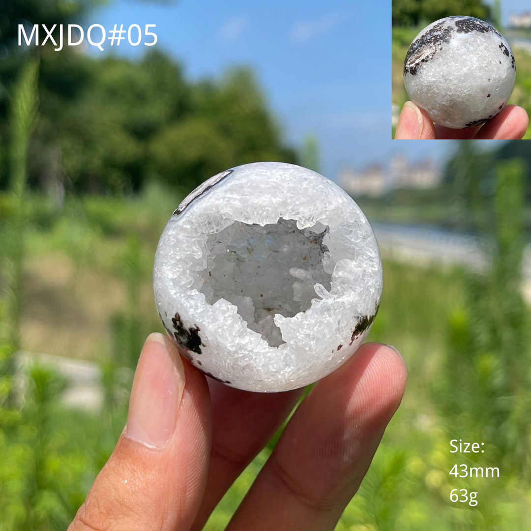 Unique,Natural Mexican Agate Geode Sphere