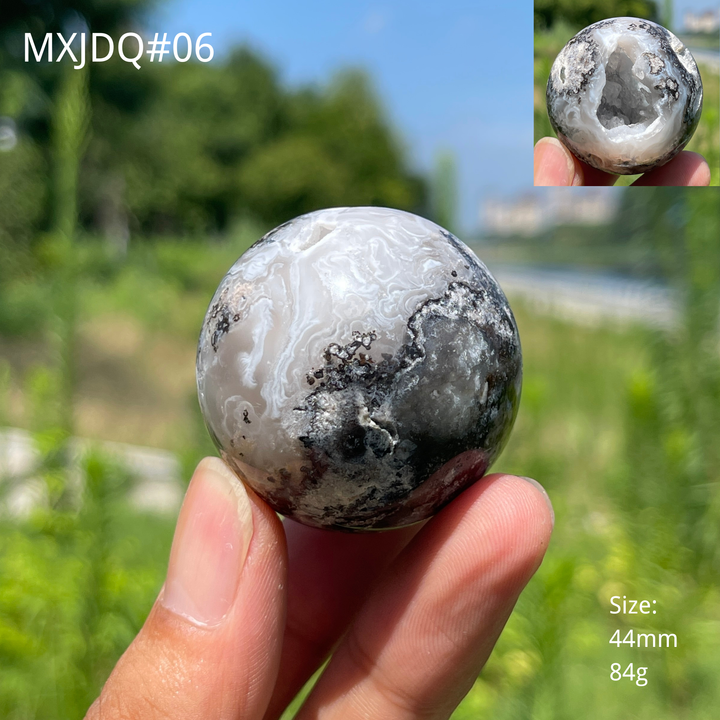 Unique,Natural Mexican Agate Geode Sphere