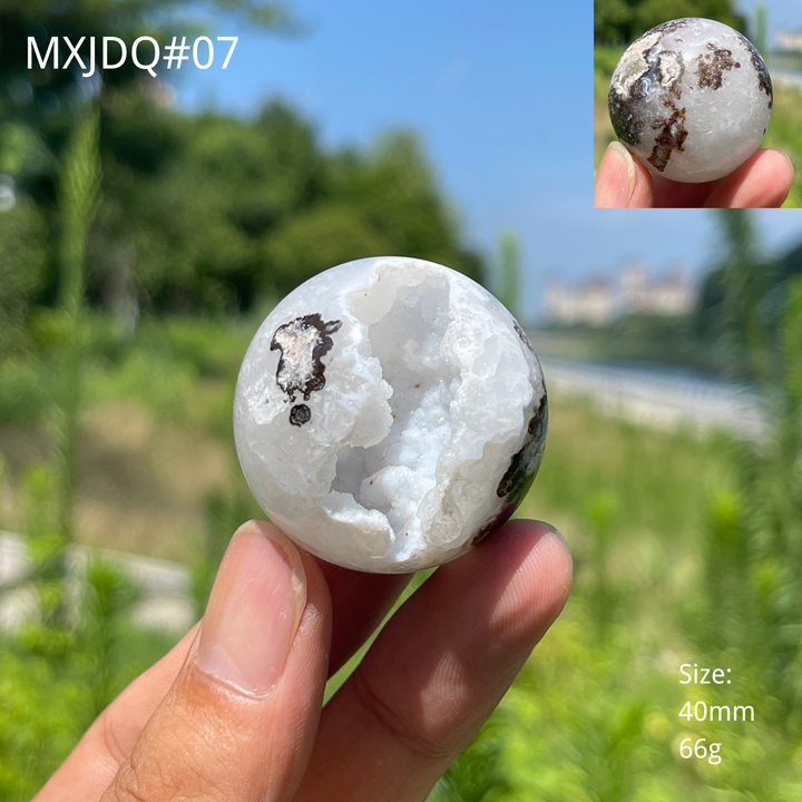 Unique,Natural Mexican Agate Geode Sphere