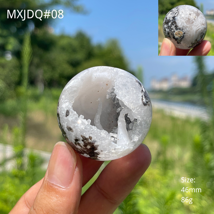 Unique,Natural Mexican Agate Geode Sphere