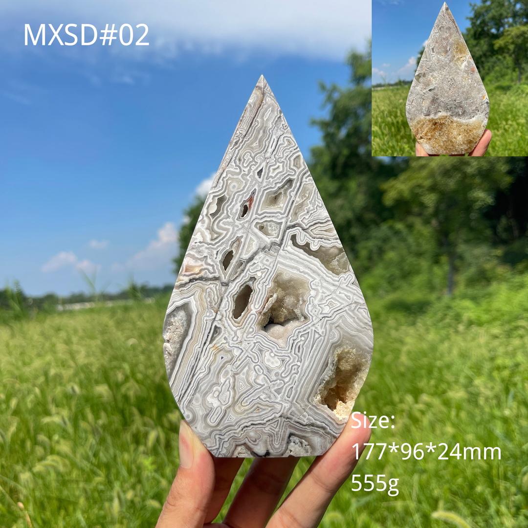 Unique,Natural Crystal Large Mexican Agate Teardrop