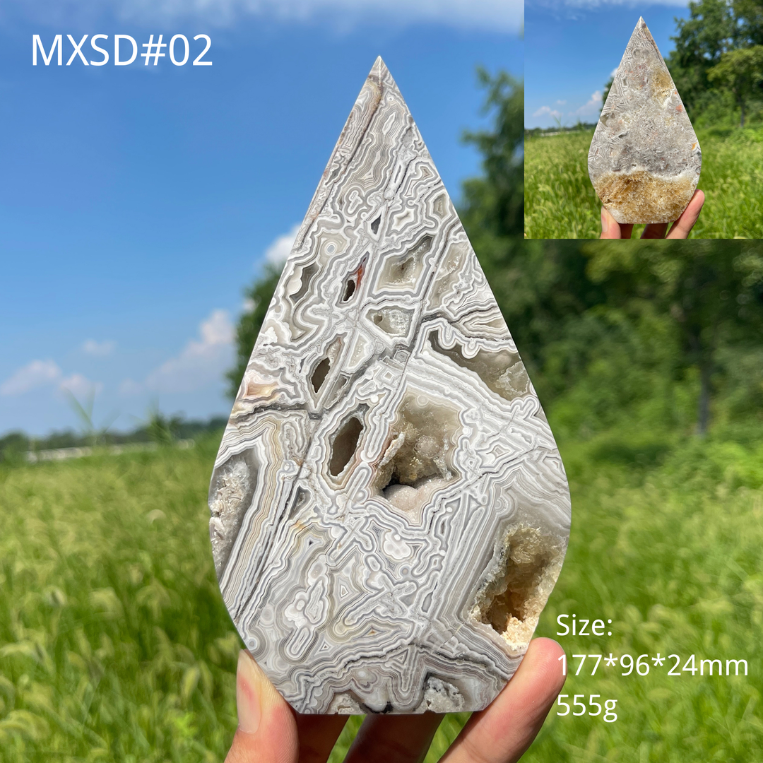 Unique,Natural Crystal Large Mexican Agate Teardrop