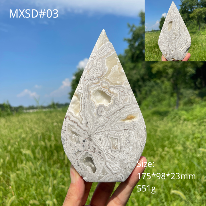 Unique,Natural Crystal Large Mexican Agate Teardrop