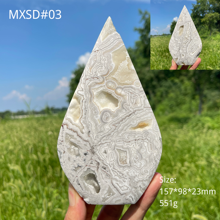 Unique,Natural Crystal Large Mexican Agate Teardrop