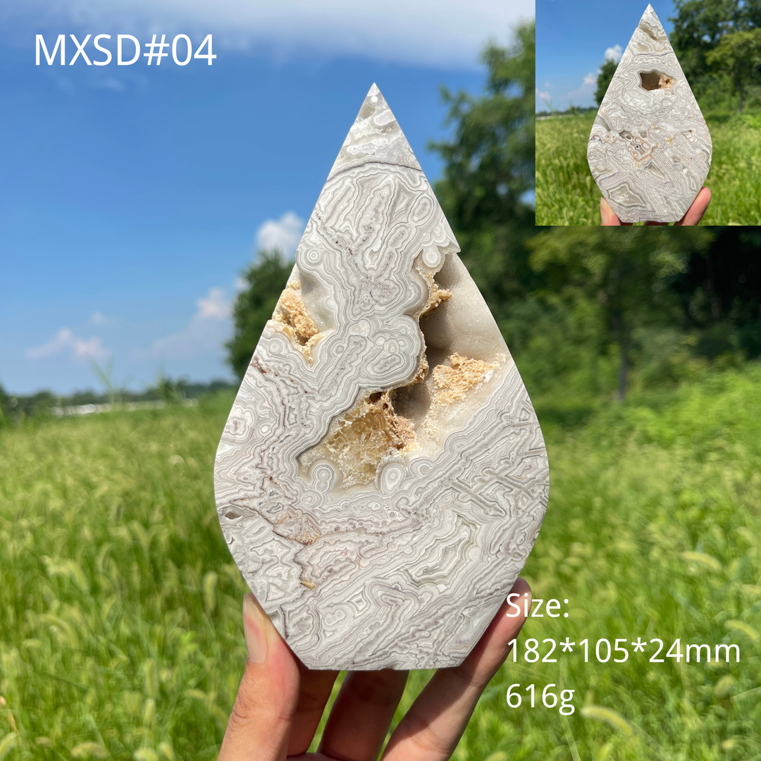 Unique,Natural Crystal Large Mexican Agate Teardrop