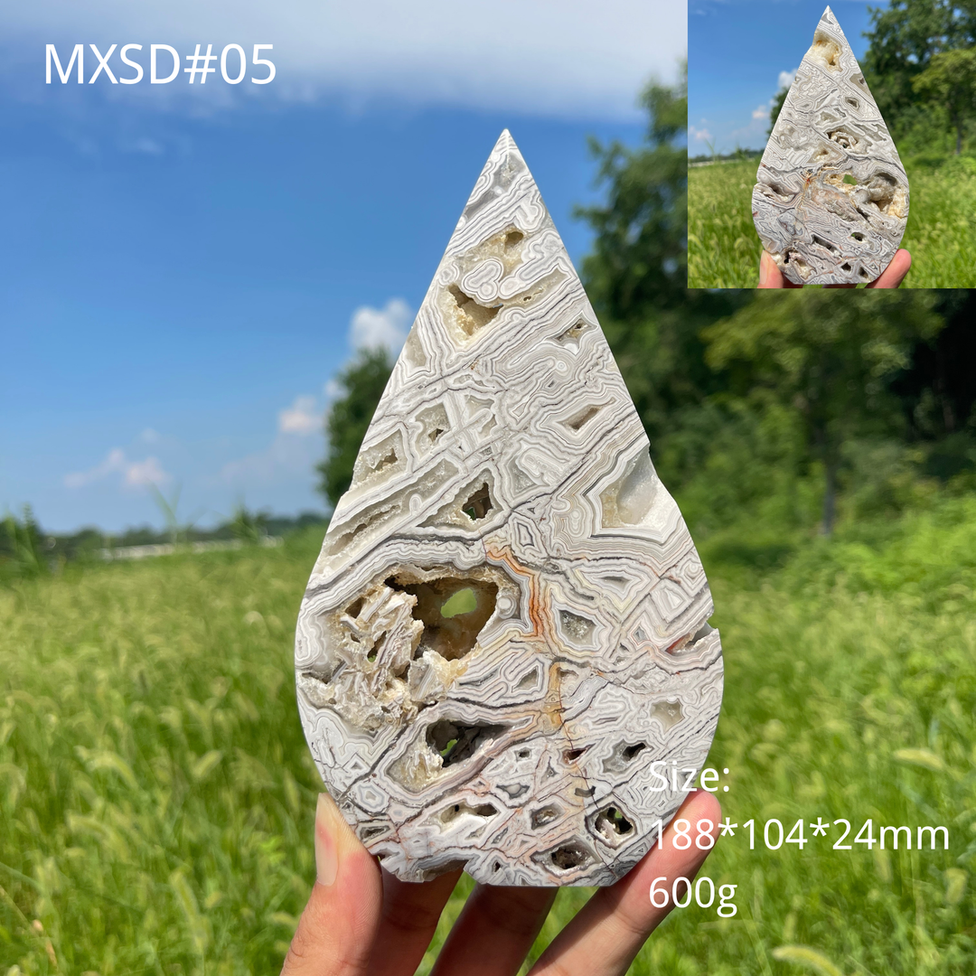 Unique,Natural Crystal Large Mexican Agate Teardrop