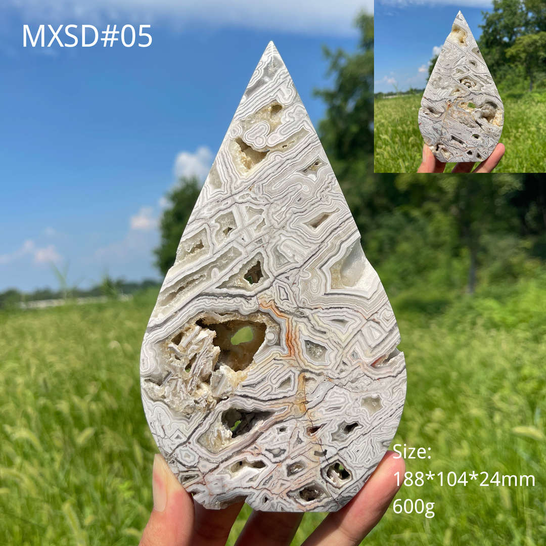 Unique,Natural Crystal Large Mexican Agate Teardrop