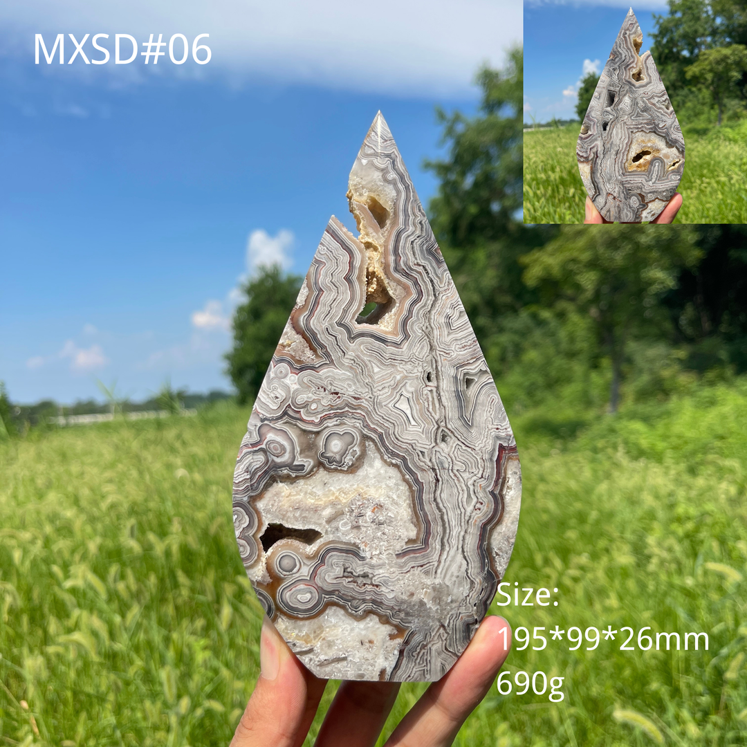 Unique,Natural Crystal Large Mexican Agate Teardrop