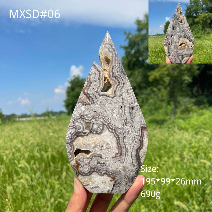 Unique,Natural Crystal Large Mexican Agate Teardrop