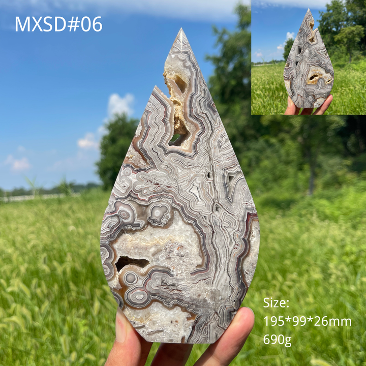 Unique,Natural Crystal Large Mexican Agate Teardrop