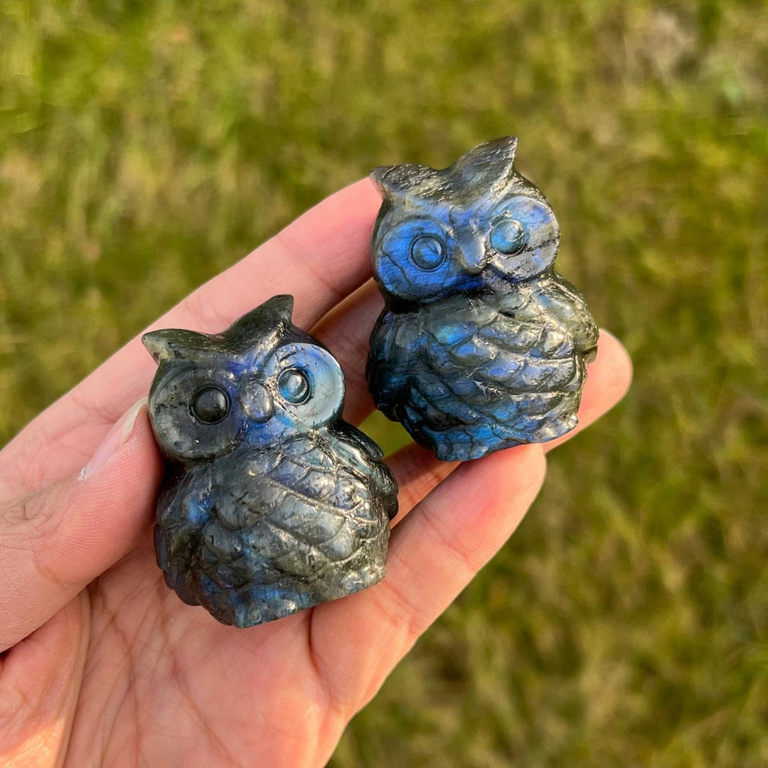 Natural Crystal Carving Labradorite Owl